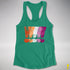 Distressed Lesbian Pride Graphic Exclamation Points Women's Racerback - Kelly Green